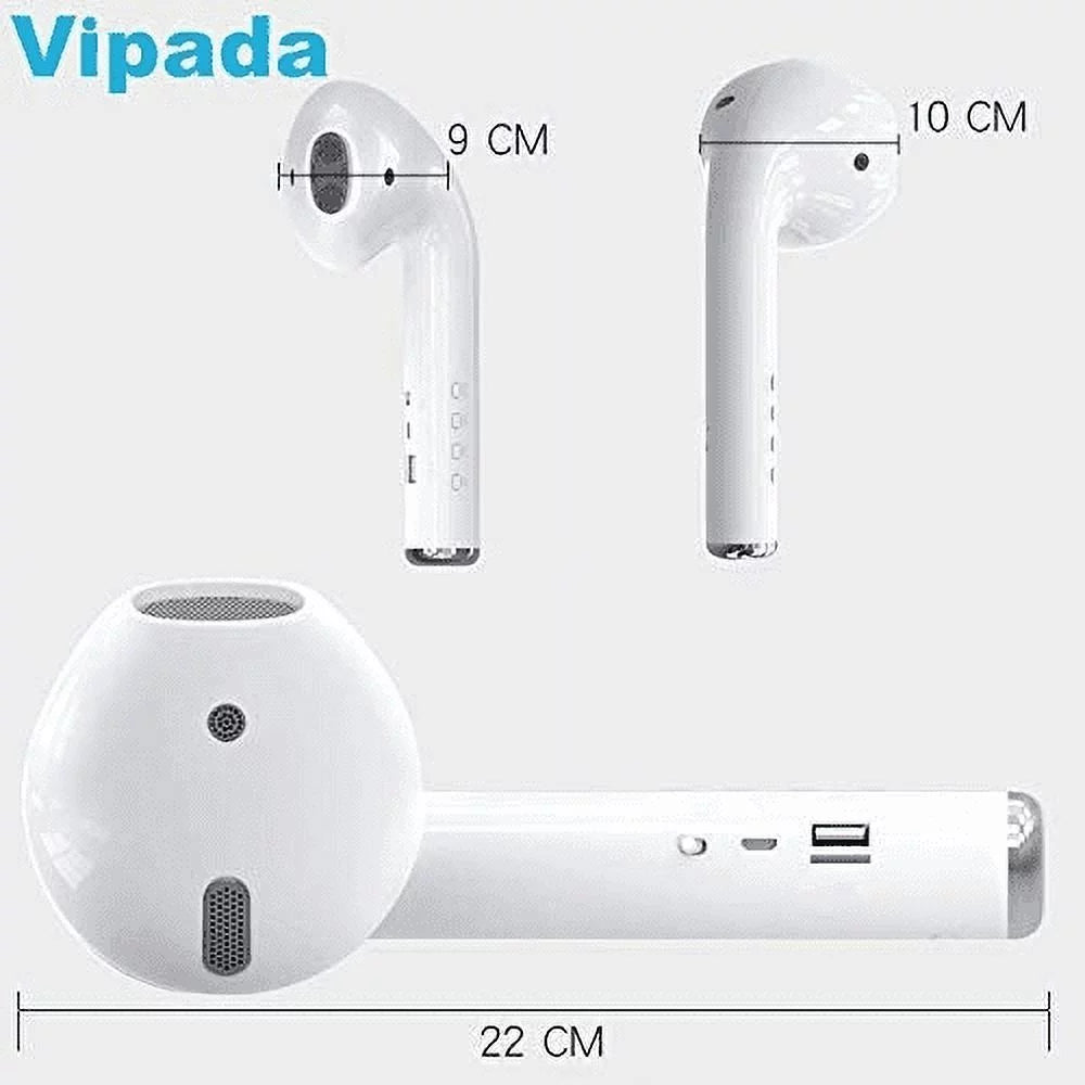 Giant Headset Speaker Wireless Bluetooth 5.0 3D Stereo Music Portable Giant Loudspeaker for Party, Travel, Indoor, Outdoor, w/Built-in Mic,  Aux Cable and  Card Slot(White)