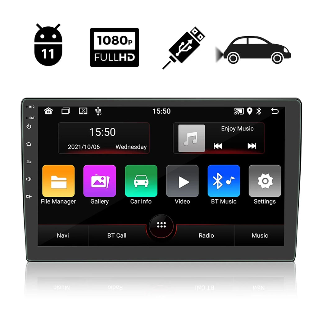 Double Din Car Stereo Radio 10'' Touch Screen Carplay Universal Car Multimedia Player with Bluetooth  Radio Receiver Mirror Link（1+16G）