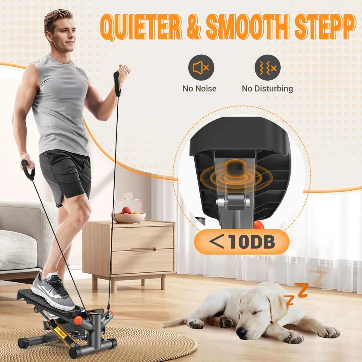 Steppers for Exercise at Home,Adjustable Height Mini Stepper with Resistance Bands,Stair Stepper with 330lbs Loading Capacity,Twist Stepper Portable Exercise Equipment for Full Body Workout