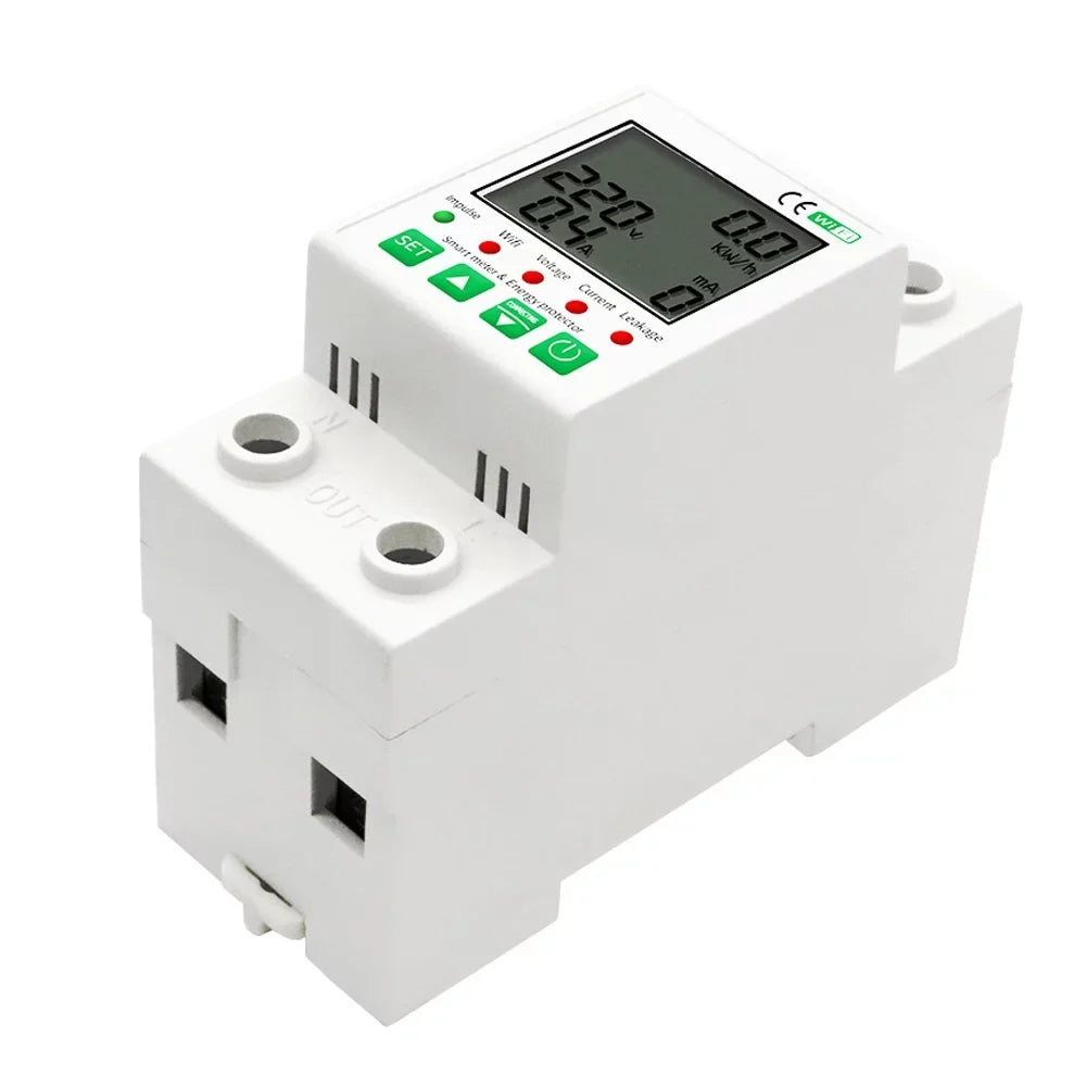 Pinnaco Intelligent WiFi Electric Meter with Leakage Protection and Timer Function for Voice Control - Compatible with Home