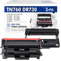 TN760 TN730 Toner Cartridge and DR730 Drum Unit Set Compatible for Brother -L2550DW -L2350DW -L2710DW -L2690DW Printer (2x -760 Toner, 1x -730 Drum Unit )