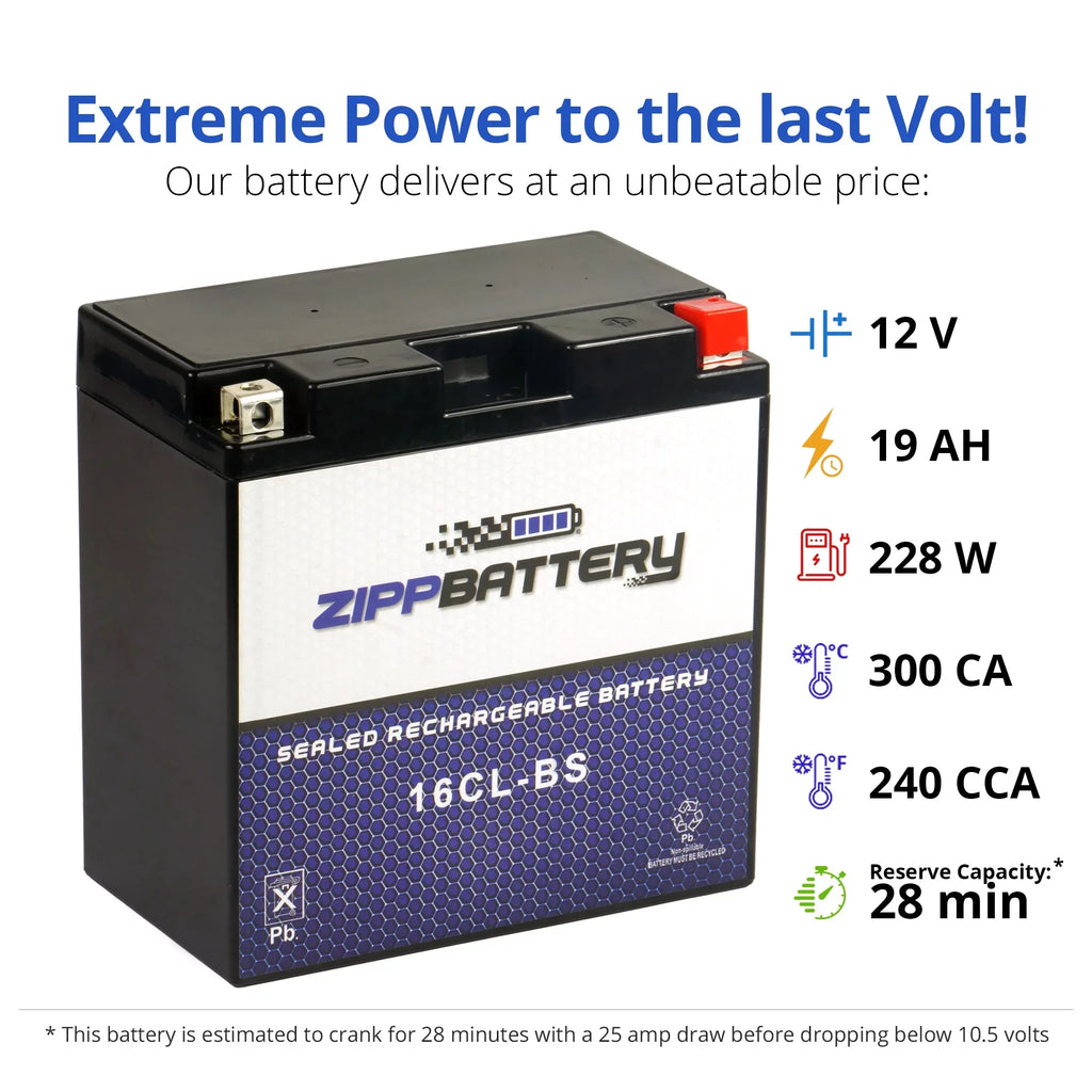 Zipp Battery Yb16cl-bs Jet Ski Battery for Polaris All Models All Cc All Years