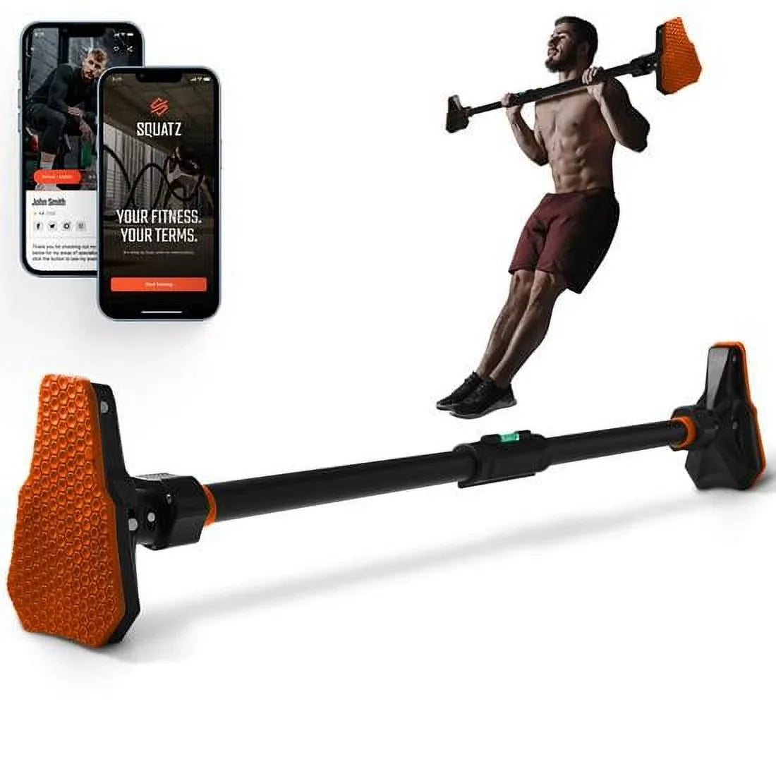 48” Adjustable Pull-up Bar -Adjustable Width 37 to 56 inches, ,orange and black color