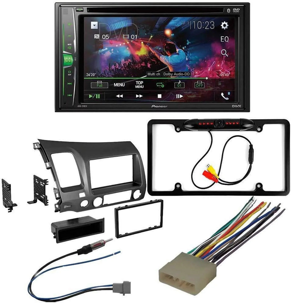 KIT5008 Bundle for 2006-2011 Honda Civic W/ Pioneer -241EX Double  Car Stereo with Bluetooth/Backup Camera/Installation Kit/in-Dash / / 6.2" Touchscreen Digital Media Receiver