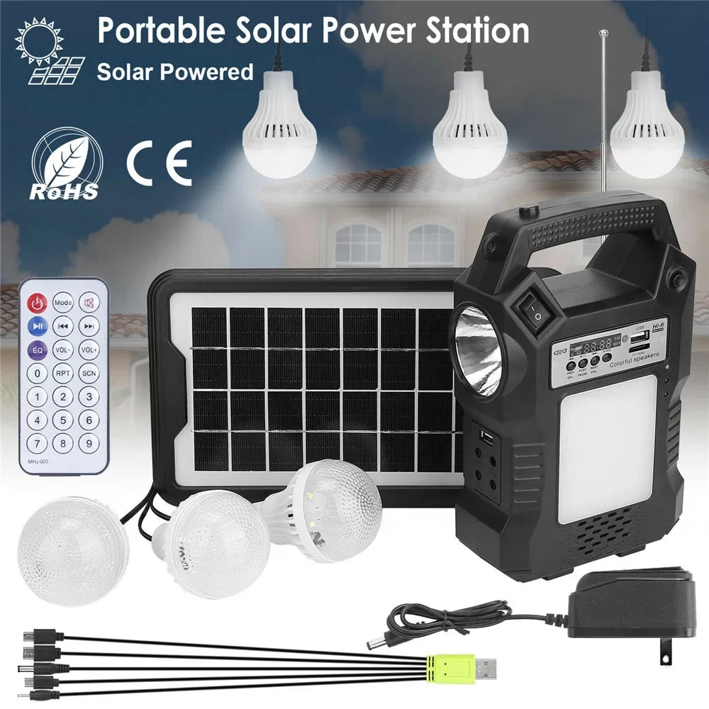 "Portable Power Station,Solar Generator with Solar Panel, Flashlights, Camp Lamps, Dual Way To Charge Power Station, Digital  display,for Outdoor Camping,Home Emergency Power Supply, Fishing"