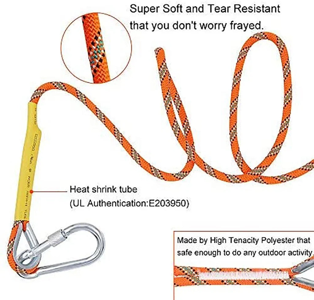 X  Outdoor Climbing Rope 50M(160ft) Static Rock Climbing Rope for Escape Rope Ice Climbing Equipment Fire Rescue Parachute