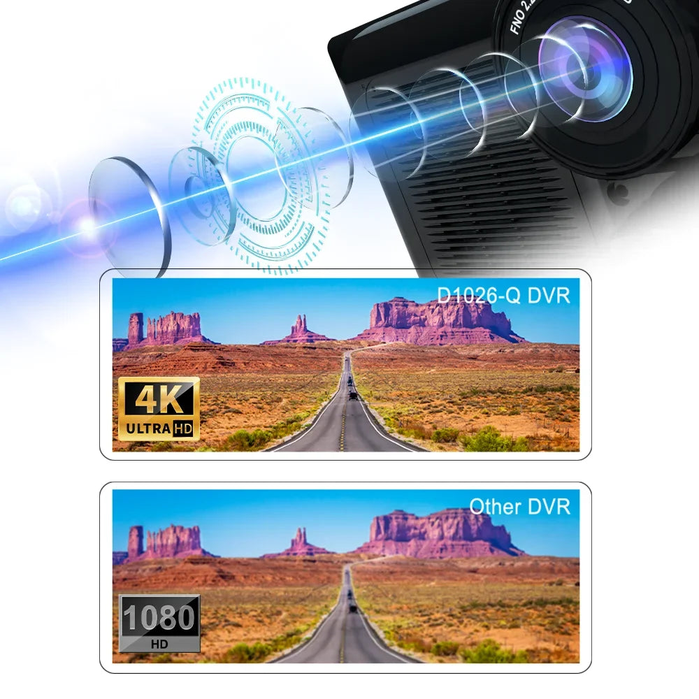 Adas Dash Cam  4K   10.26"   with touch Screen 2 cameras for Front and Back recording Apple CarPlay , Android Auto Portable Navigation