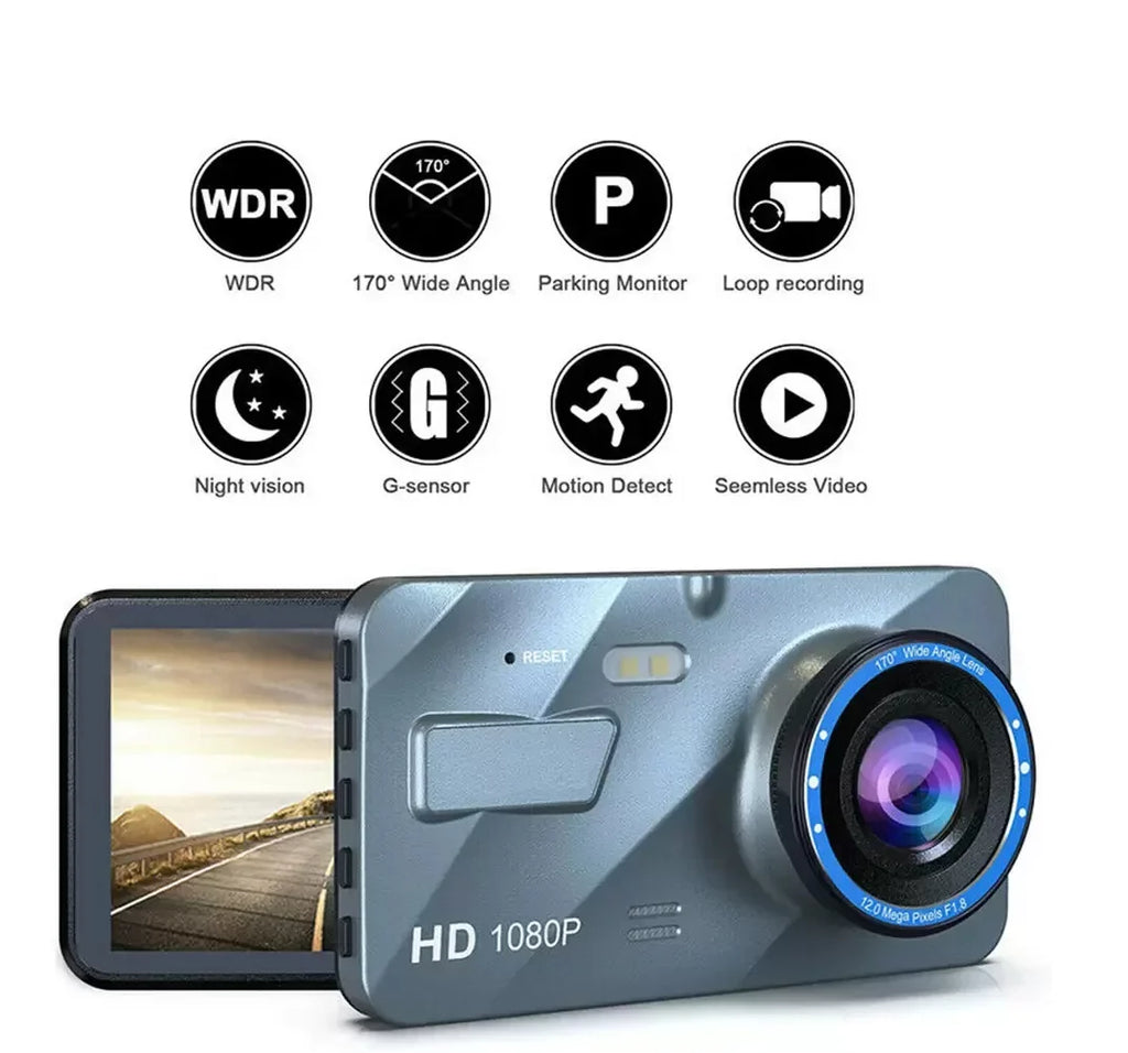 Touch Screen Dash Cam 4" 1080P Dual Lens Car  Recorder Front and Rear Camera