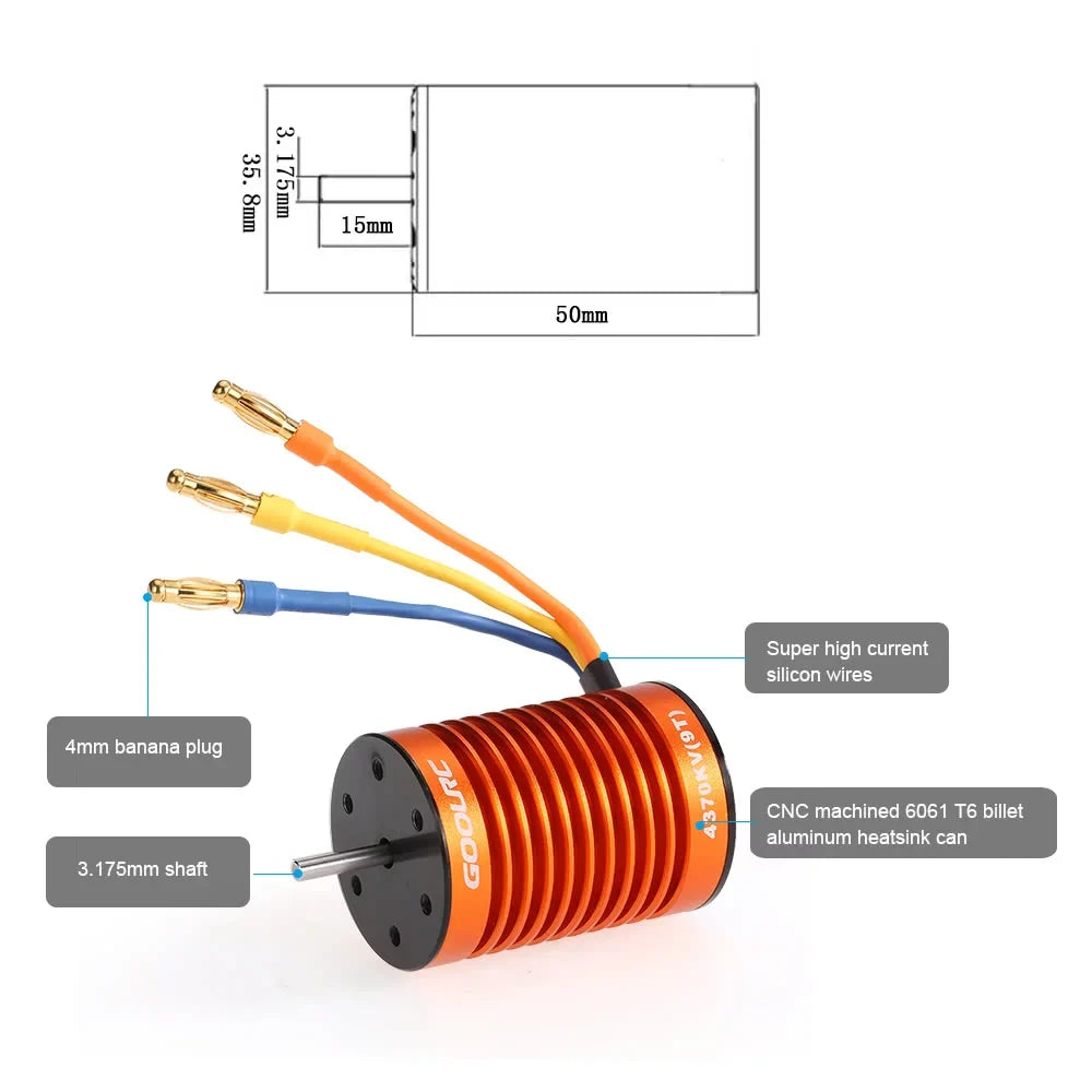 GoolRC Upgrade Waterproof F540 4370KV Brushless Motor with 45A  Combo Set for 110  Car Truck