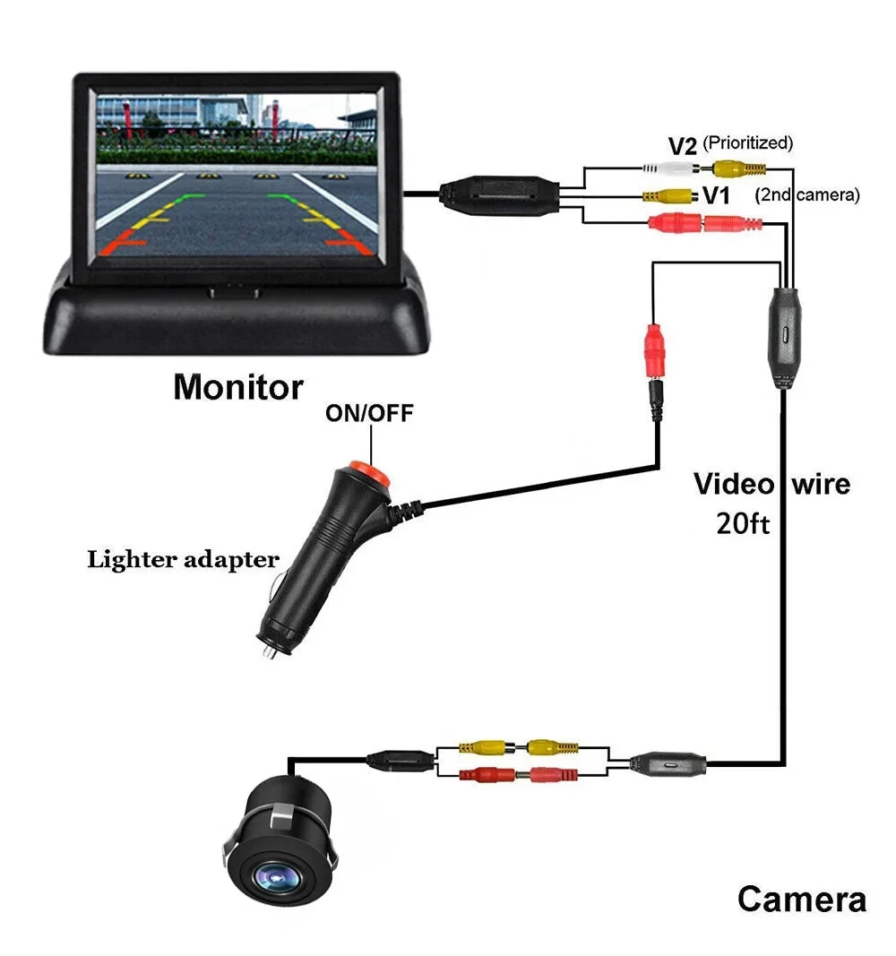 4.3in Foldable  Display Monitor Car Rear View Backup  Night Camera