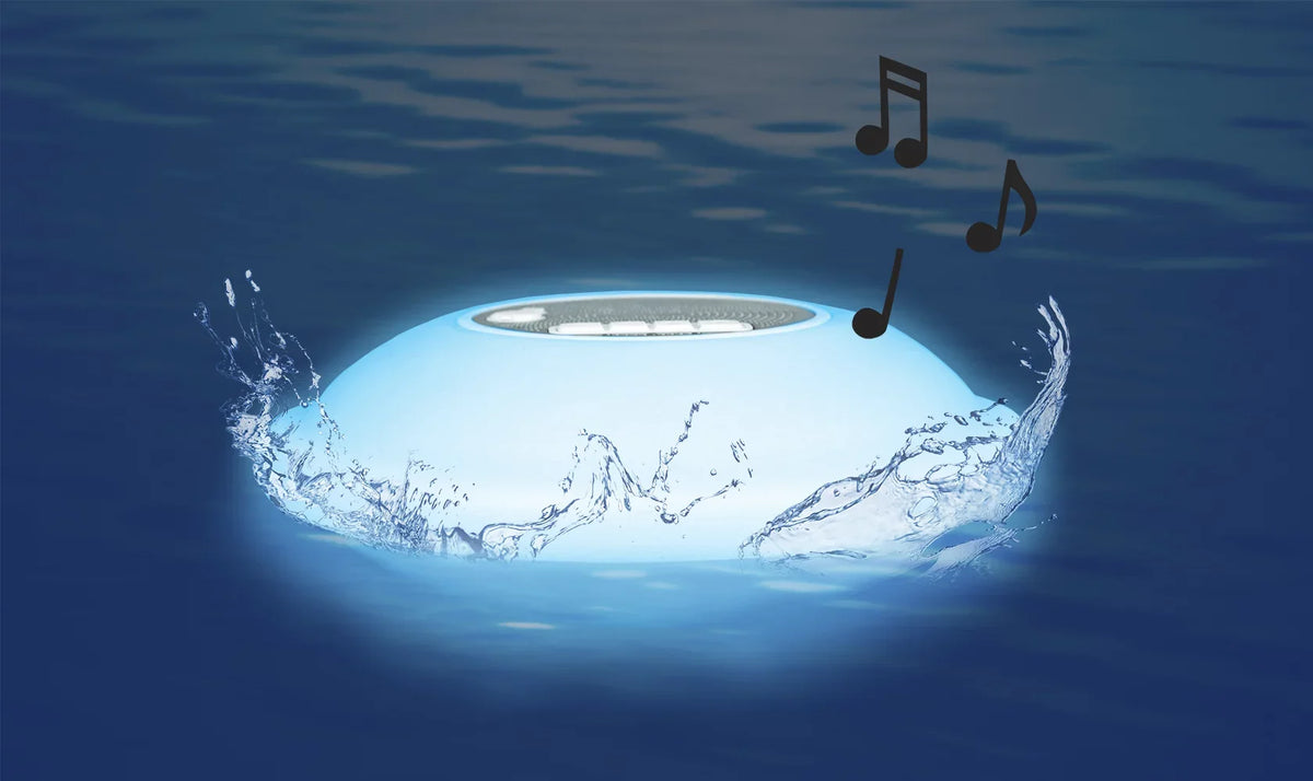 Poolmaster Multi-Light Floating Waterproof Portable Bluetooth Speaker - 7 Color  Backlight Display with Phone Call Functionality for Swimming Pools, Lakes, Outdoors