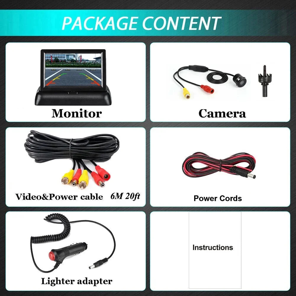 4.3in Foldable  Display Monitor Car Rear View Backup  Night Camera