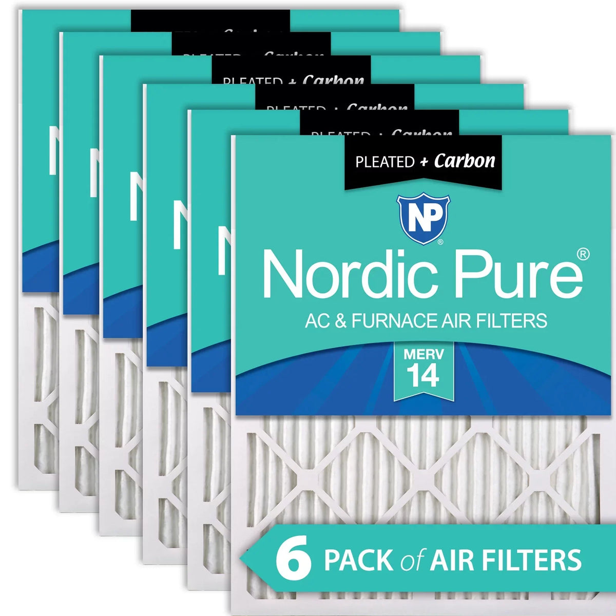 16x20x1 (15_1/2x19_1/2) Pleated Air Filters  14 Plus Carbon 6 Pack