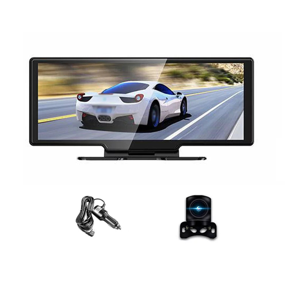 Pristin 4K  Dash Front & Rear Driving Recorder 10.26 Inch Touchscreen, WiFi, G-Sensing, Loop Recording, Hands-Free Calling Essential Dash Camera for Carplay Android Auto