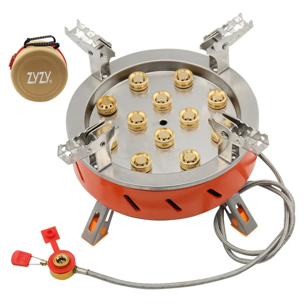 Zyzy 12 Core Camping Stove, Windproof Backpacking Stove with Piezo Ignition, Adjustable Valve