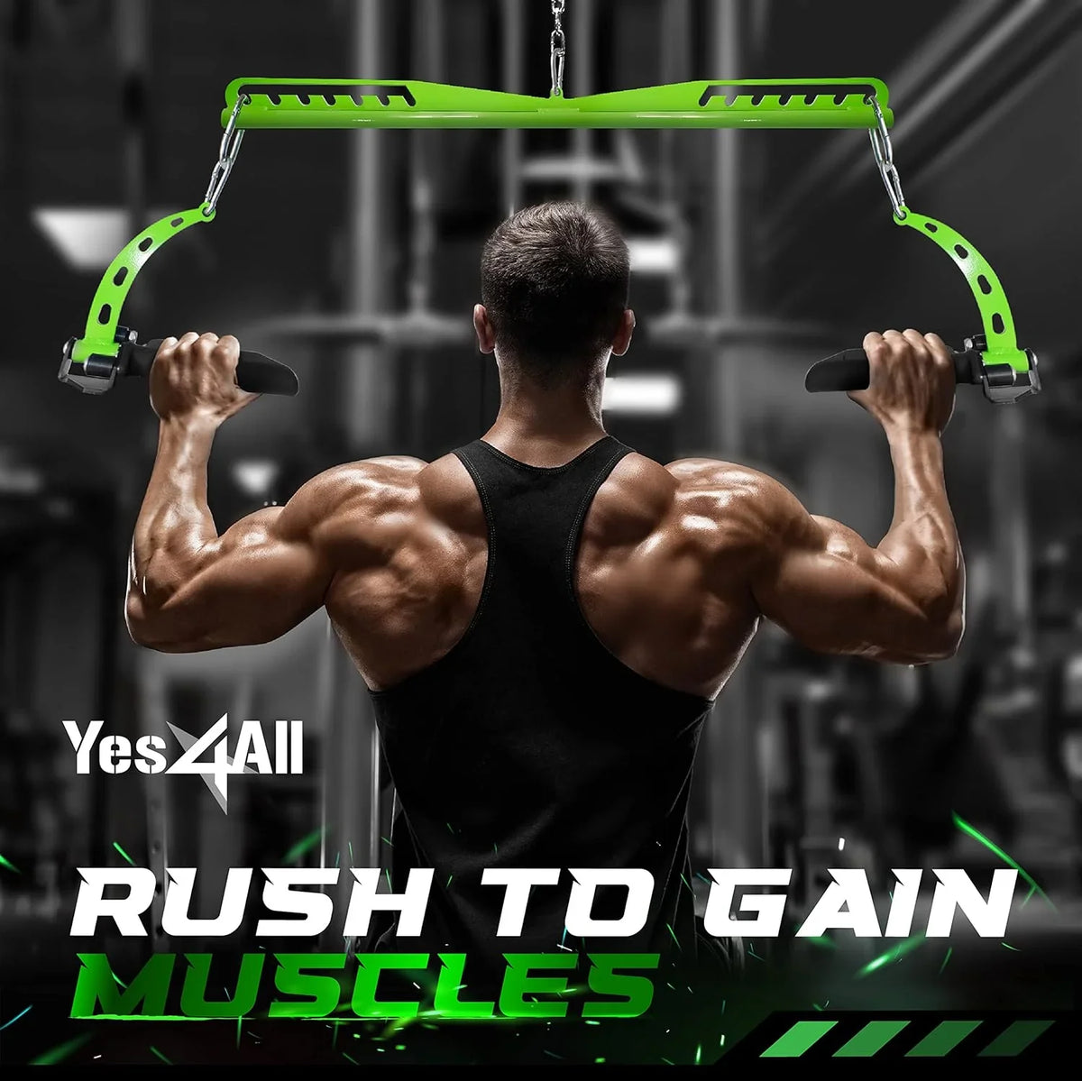 Yes4All Neutral Multi-Grip Wide  Pulldown Attachments Bar/Spreader/Paddle Grip for Home Gym Cable Pulley System Machine