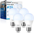 A19 Smart Light Bulb Work with Alexa, Google Home & Siri,WiFi  Bulb Daylight 5000K, 9W 60W, Dimmable, 850LM,4 Pack