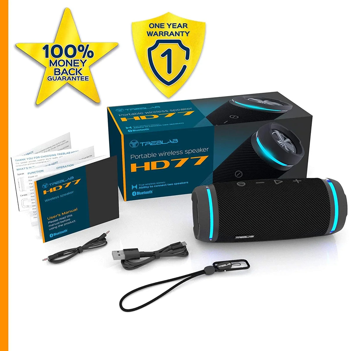 HD77 Rugged Wireless Speaker, Black