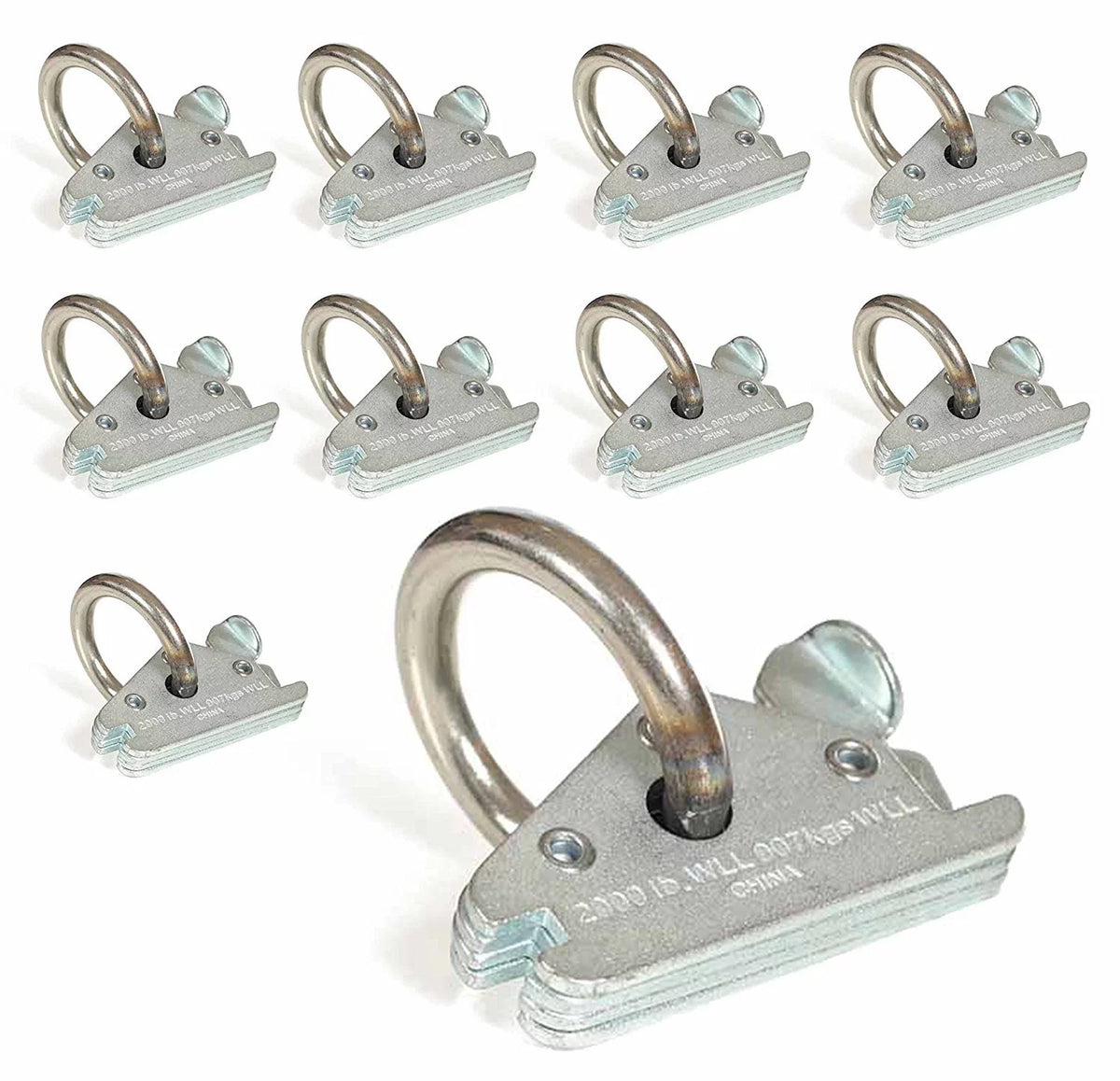 Cargo Mall 10-Pack Heavy Duty Steel E-Track O Ring Tie-Down Anchors w/ E Track Spring Fitting Attachments, O-Rings, Tie Down Cargo Loads to ETrack TieDown System in Trailer, Truck, Van, Pickup