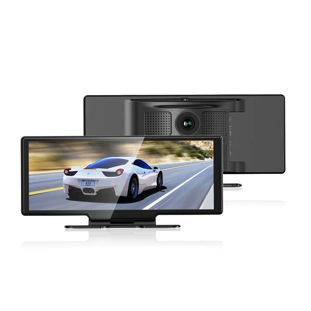 Pristin 4K  Dash Front & Rear Driving Recorder 10.26 Inch Touchscreen, WiFi, G-Sensing, Loop Recording, Hands-Free Calling Essential Dash Camera for Carplay Android Auto