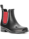 Womens Black Pull Tab Logo Removable Insole Goring Tally Round Toe Block Heel Rain Boots 6 B