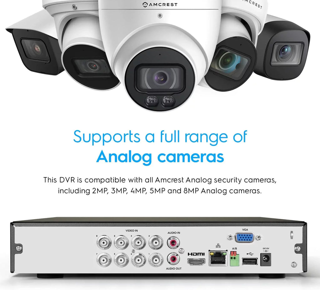 Amcrest 4K UltraHD 8 Channel   Security Camera System Recorder, 8MP Security  for Analog Security Cameras & Amcrest  Cameras,  Smart , Pre-Installed 2TB  (AMDV5108-2TB)