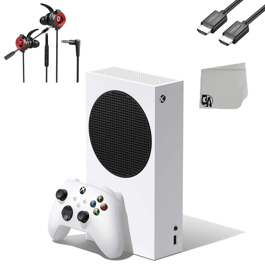 Microsoft Xbox Series S 512GB white Gaming Console + Gaming Earbuds With Microphone   Bundle Used