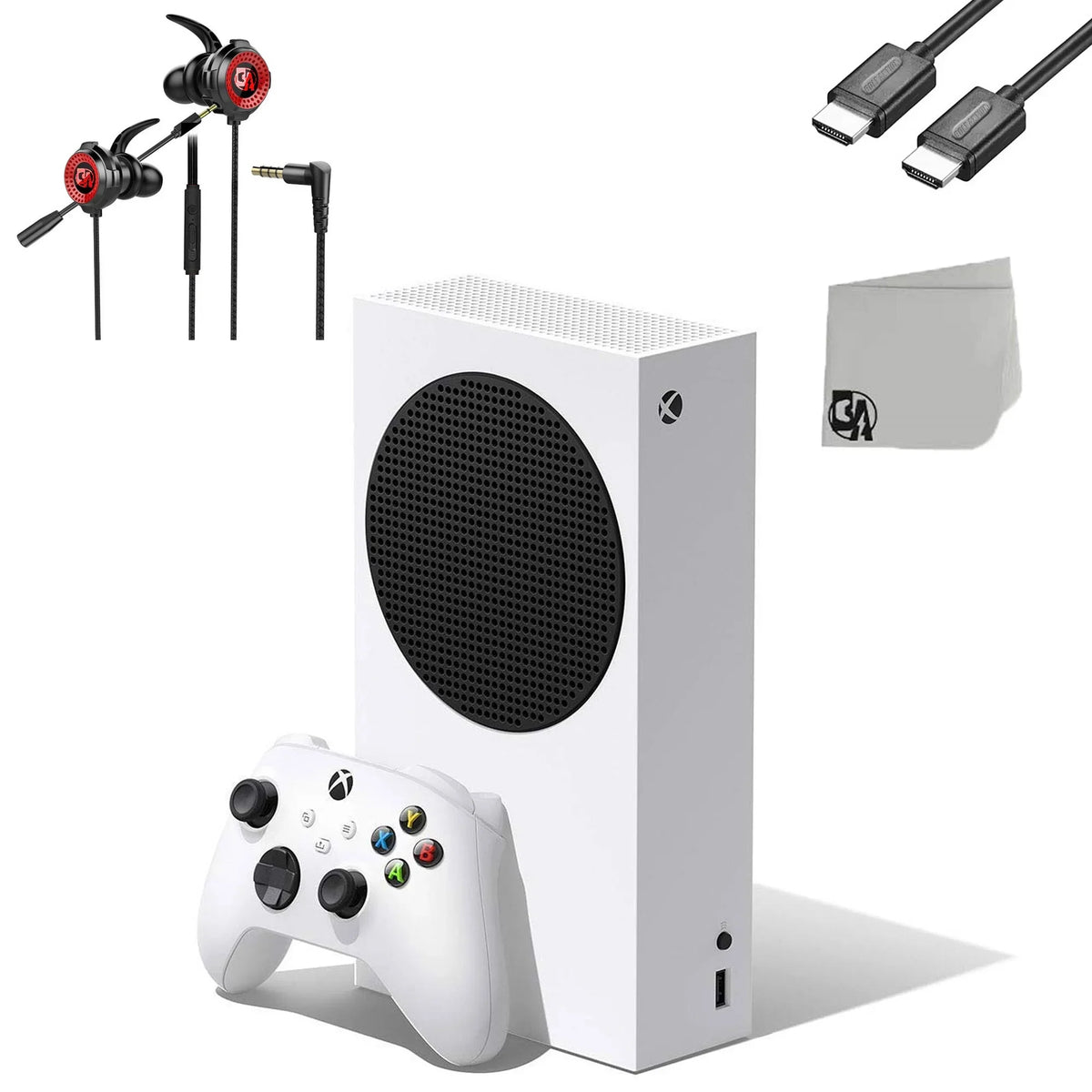 Microsoft Xbox Series S 512GB white Gaming Console + Gaming Earbuds With Microphone   Bundle Used