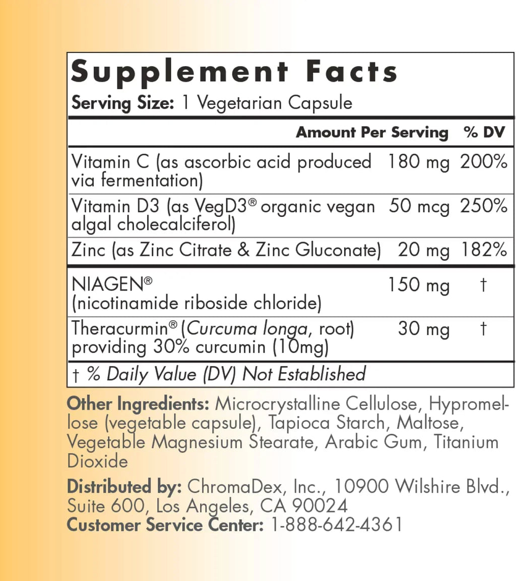 Immune Support Supplement - Daily Defense - Vitamin C from Fermentation, Vegan Vitamin D3 2000 , Zinc, Plus Theracurmin (Curcumin) + Multi Award-Winning  Boosting Niagen 150mg 30ct