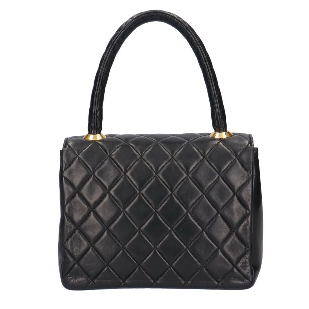 Pre-Owned Chanel matelasse handbag lambskin black ladies  (Good)
