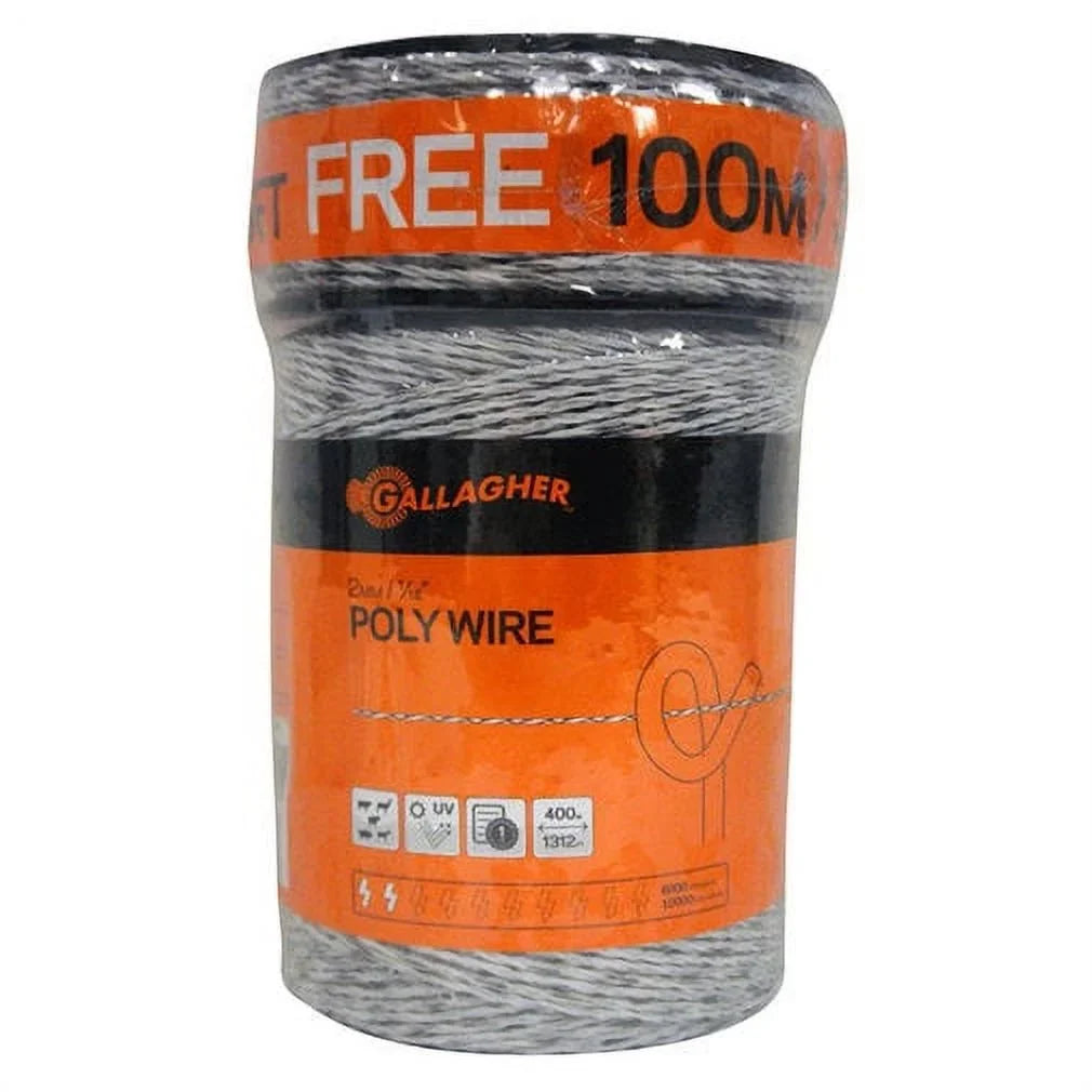 Gallagher G62004 Electric Fence Polywire, Ultra White, 1/16-In. x 656-Ft. - Quantity 1