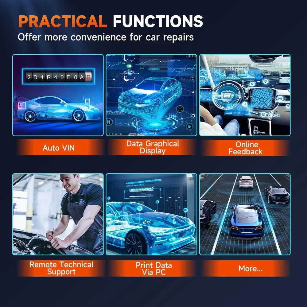 Foxwell GT60  Bluetooth OBD2 Scanner All System Automotive Diagnostic Scan Tool 24 Maintenance Functions  Bleeding Car Code Reader Auto Vin   Scanner Android Scan Tablet 2 Year Free Update