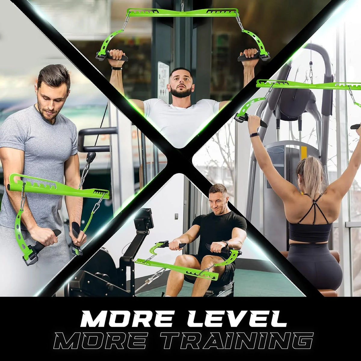 Yes4All Neutral Multi-Grip Wide  Pulldown Attachments Bar/Spreader/Paddle Grip for Home Gym Cable Pulley System Machine
