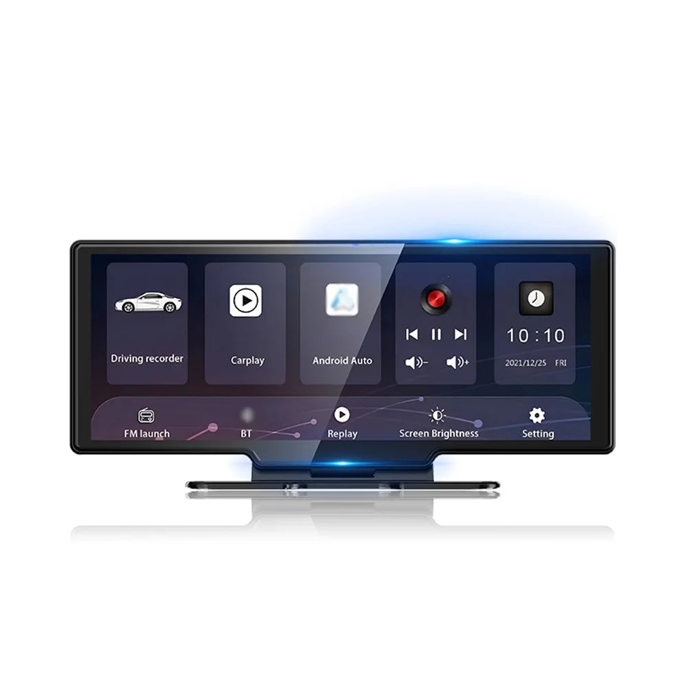 Pristin 4K  Dash Front & Rear Driving Recorder 10.26 Inch Touchscreen, WiFi, G-Sensing, Loop Recording, Hands-Free Calling Essential Dash Camera for Carplay Android Auto