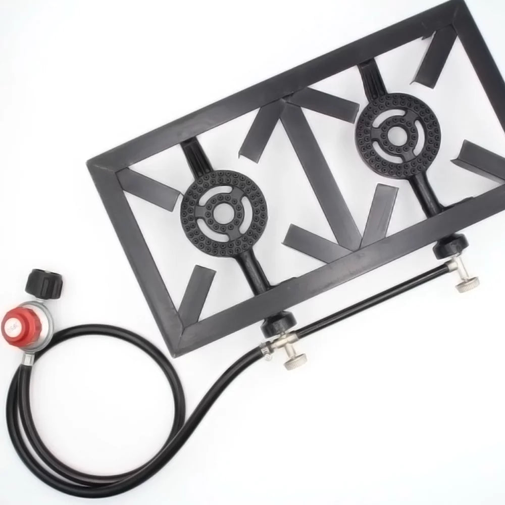 walmeck Propane Gas Double Cast Iron Stove for Patio Camping  Cooking ( Standard)