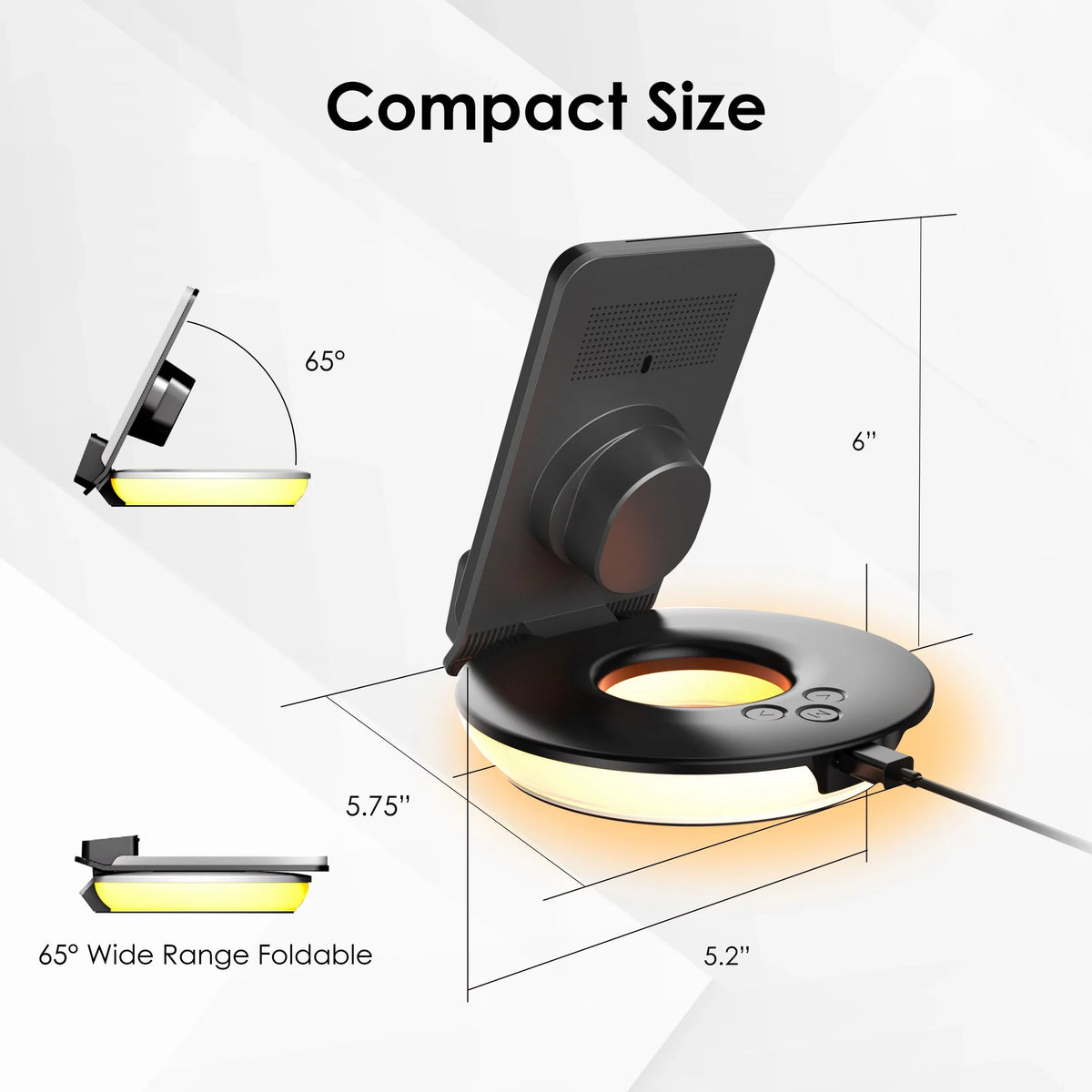 Rexing RS7 3-in-1 Wireless Charging Station, Touch Control, Table-Desk Lamps - Black
