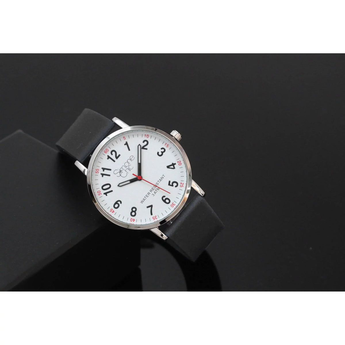 Watch for Nurse, Medical Professionals and Students – With Second Hand, Easy Read Dial - Hour & Second Arabic Time Indicator, and Silicone Band with Various Colour choice, Nurse Watch- Black
