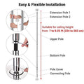 9.25  Portable Dance Pole Kit Static Spinning Pole Dancing Pole Strip Poles for Home Removable 45mm Dance Pole Gym Party Club Exercise Fitness Silver/Black/Colorful/Gold, Max Load 1102 Lbs