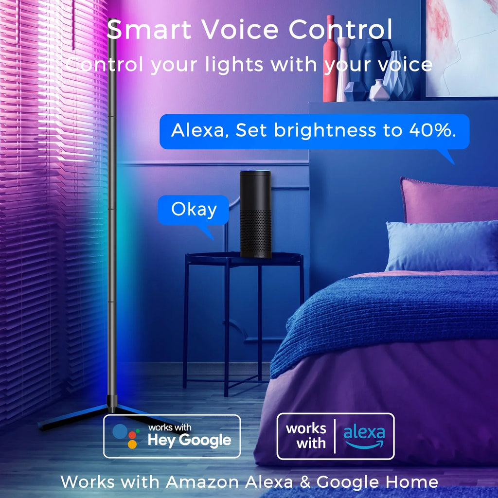 eco4life WiFi Smart Floor Standing  Lamp, Color Changing, Dimmable, Music Syn