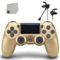 Like New PlayStation 4 DualShock Wireless Gold Controller with Earbuds   Bundle