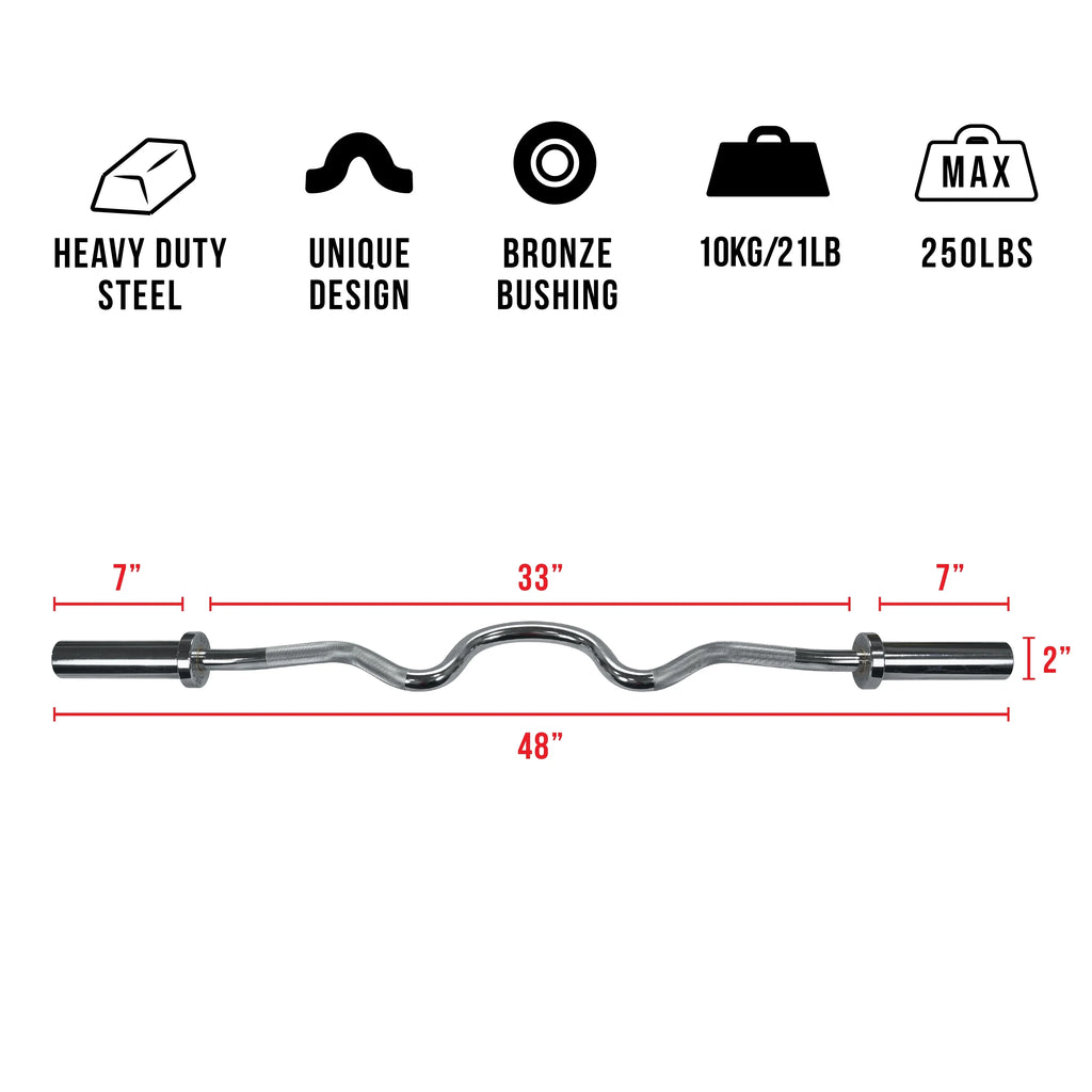 Valor Fitness 47"  Curl Bar -28mm Streel Knurled Hand Grip for Triceps Arm Curls and Upper Body Workout