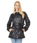 Kate Spade New York Single Breasted Belted Quilt with Contrast Collar Black  ( 0)