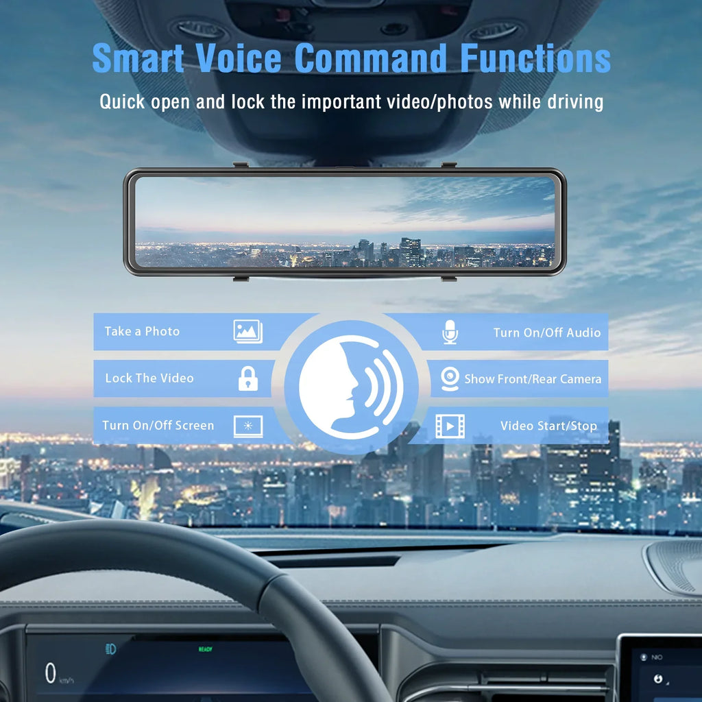 2.5K Mirror Dash Cam for Car, Dual Dash Camera Front and Rear 10" Full Touch Screen, Rear View Mirror Camera, 1080P Waterproof Reverse Backup Camera, Parking Assist, Loop Recording, G-Sensor