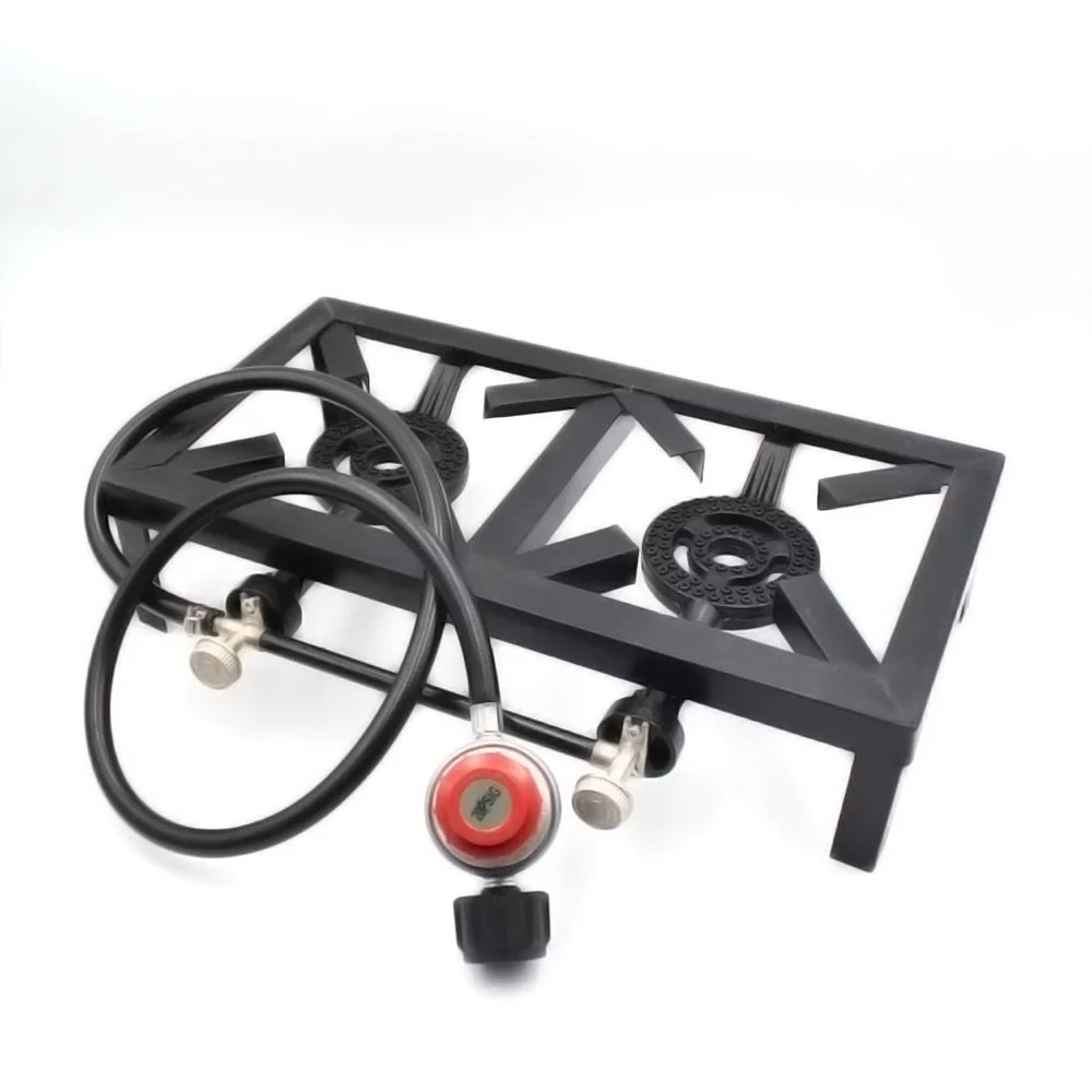 walmeck Propane Gas Double Cast Iron Stove for Patio Camping  Cooking ( Standard)