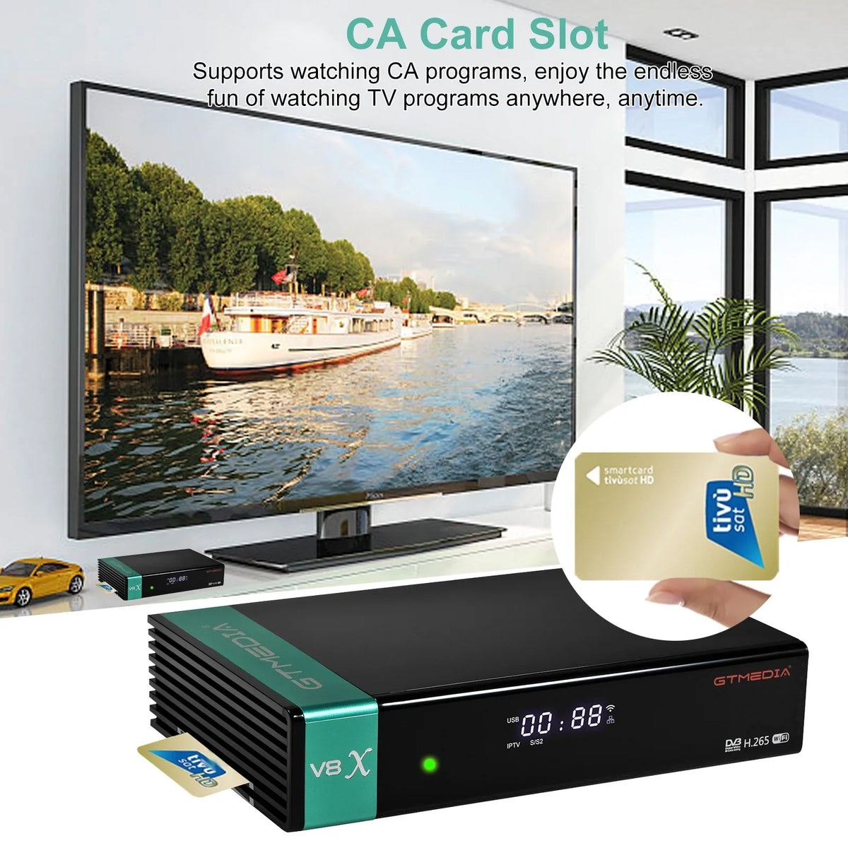 V8X  -S/S2X Signal Receiver, Built-in 2.4G WiFi,  Card Slot
