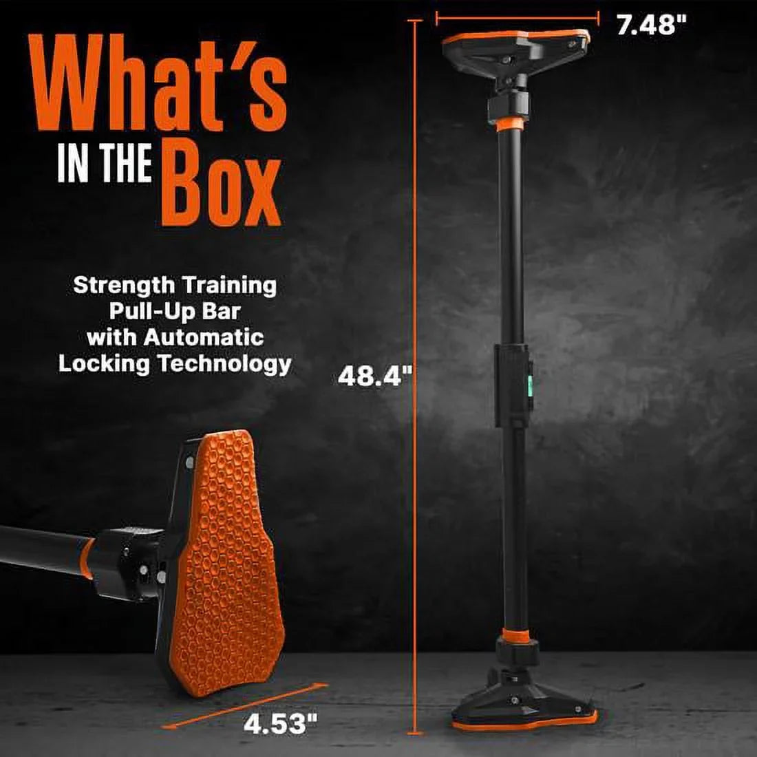 48” Adjustable Pull-up Bar -Adjustable Width 37 to 56 inches, ,orange and black color