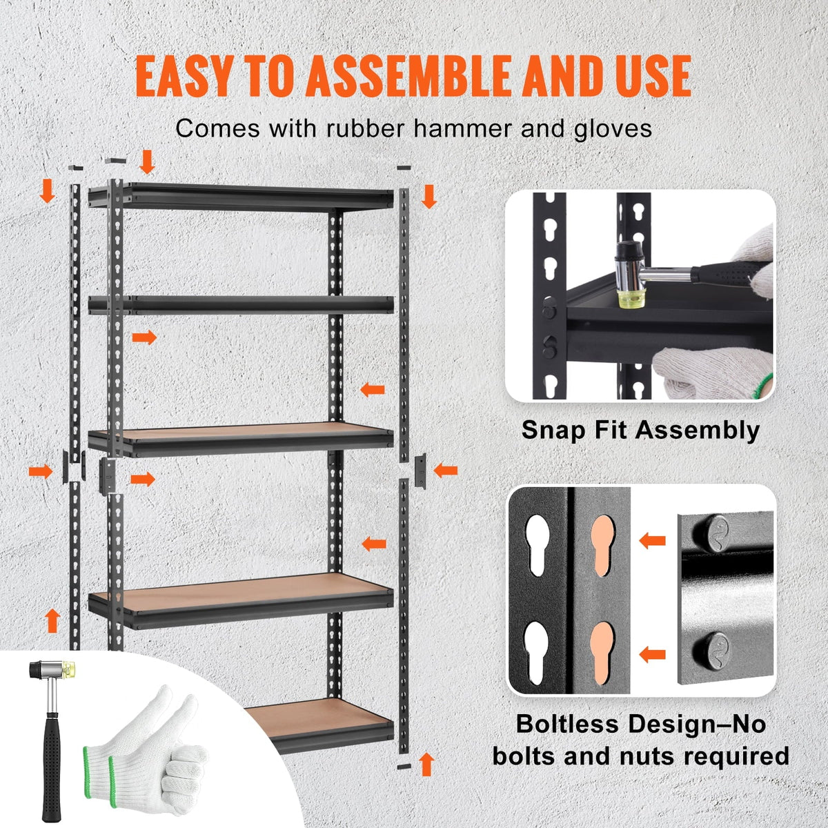 5 Tier Adjustable Heavy Duty Steel Shelving Unit, 12"D x 30"W x 60"H Garage Storage Rack 2000 lbs Load