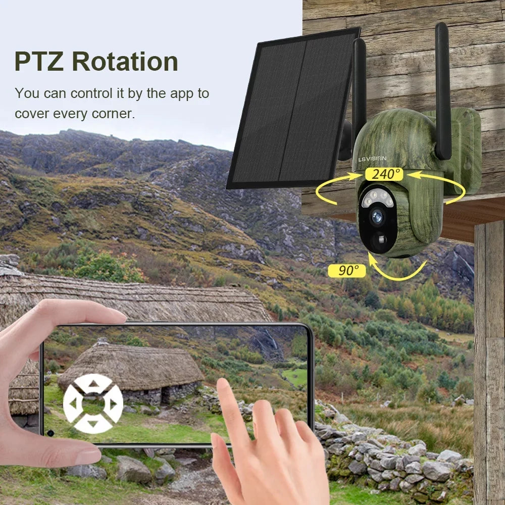 Camouflage Camera 2K Solar Battery Powered Outdoor Wireless Security Camera