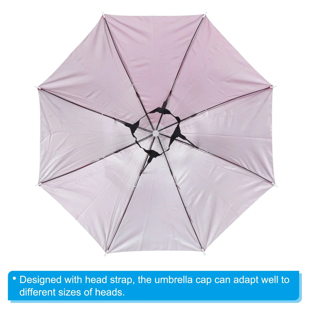 Uxcell  27.2" Umbrella Hat Set, 3Pcs Oxford Fabric Folding Single Layer Sun Rain Cap with Head Strip, Purple Blue Red