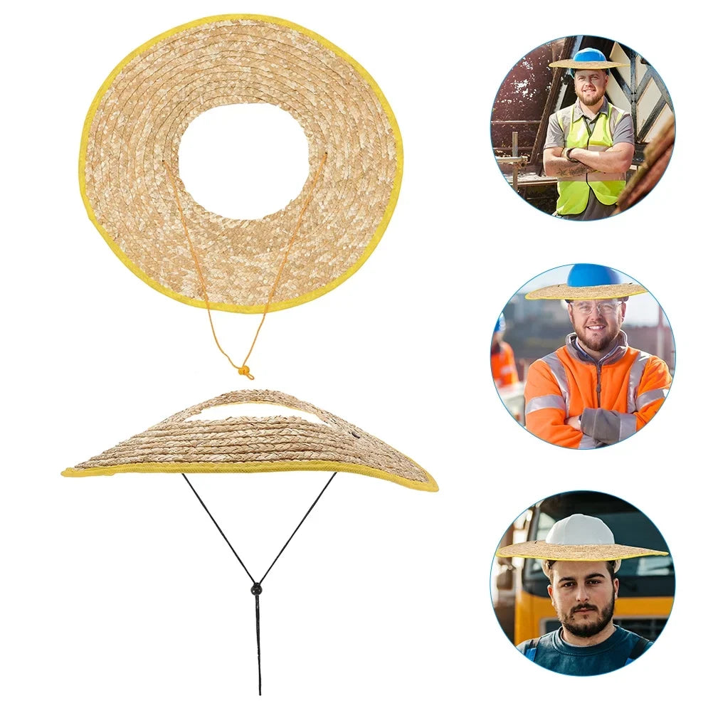 Qumonin Straw Hard Hat Sun Shade 2pcs Full Brim Visor